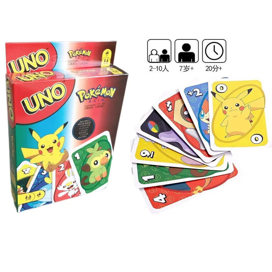 UNO Pokémon Themed Playing Card Game Special Rule Pikachu Asia Mattel Kids  Gift