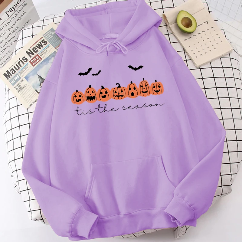 thumbnail image 1 of Pumpkins Tis The Beason sudaderas con capucha de feliz Halloween para mujer, sudaderas con capucha de manga larga, sudaderas con capucha casuales, Tops geniales de Halloween, 1 of 5