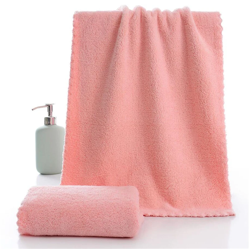 Soft Towel Bath Washing Cleaning Swimming Bathing Tools Dry Hair Water Absorbent Double-Sided Coral Velvet Microfiber Towel 6