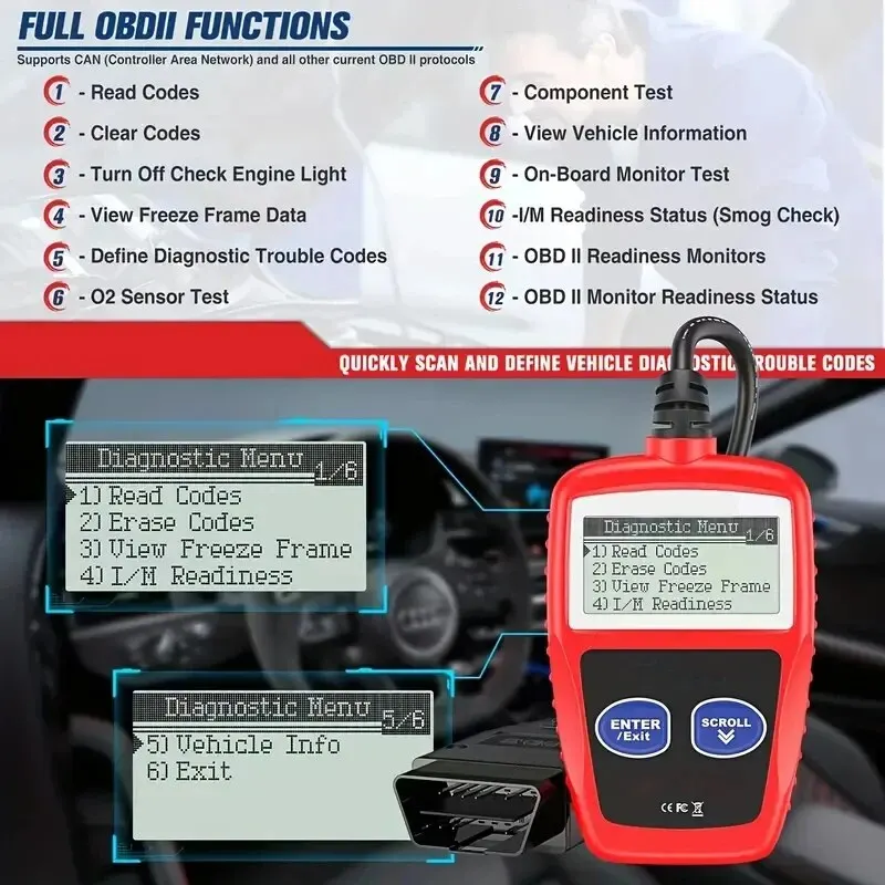 1 PC Car Fault Diagnosis Instrument Obd2 Clear Fault Codes Diagnostic Scanning Tools Universal Version 6