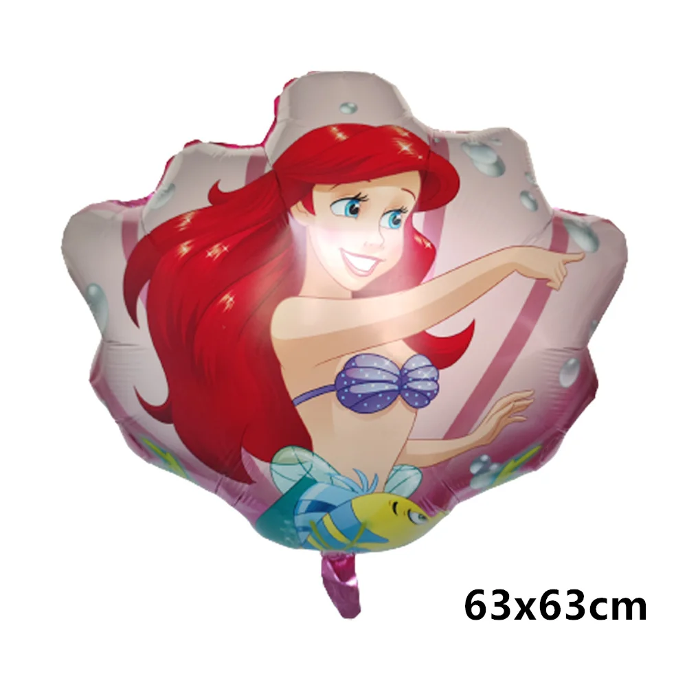 Disney Theme Princess Little Mermaid Ariel Foil Balloons Shell Balloons 40inch Number Ball Birthday Baby Shower Decor