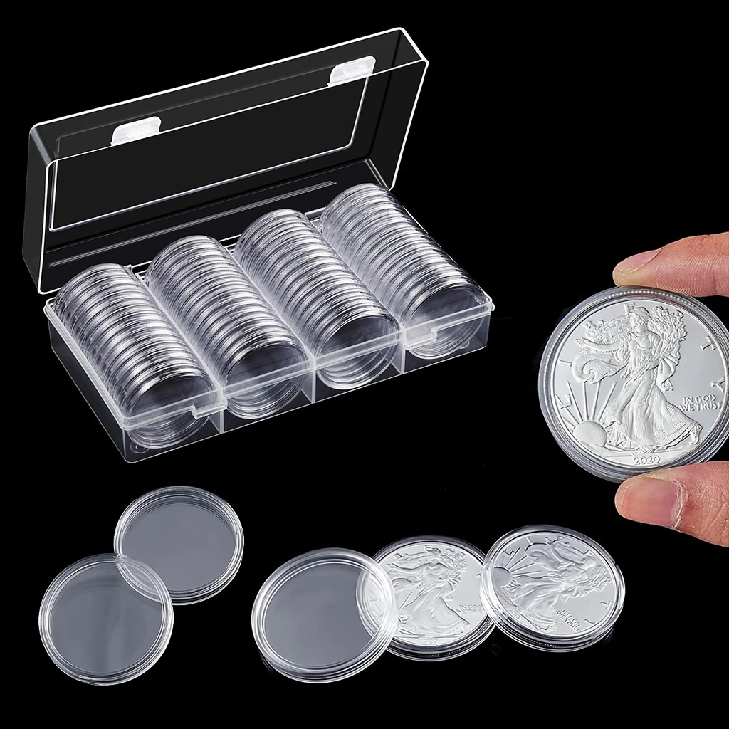 60pcs 41mm Coin Capsules Round Plastic Coin Holder Box Case Container With  Storage Organizer Box For Coin Collection Supplies - AliExpress