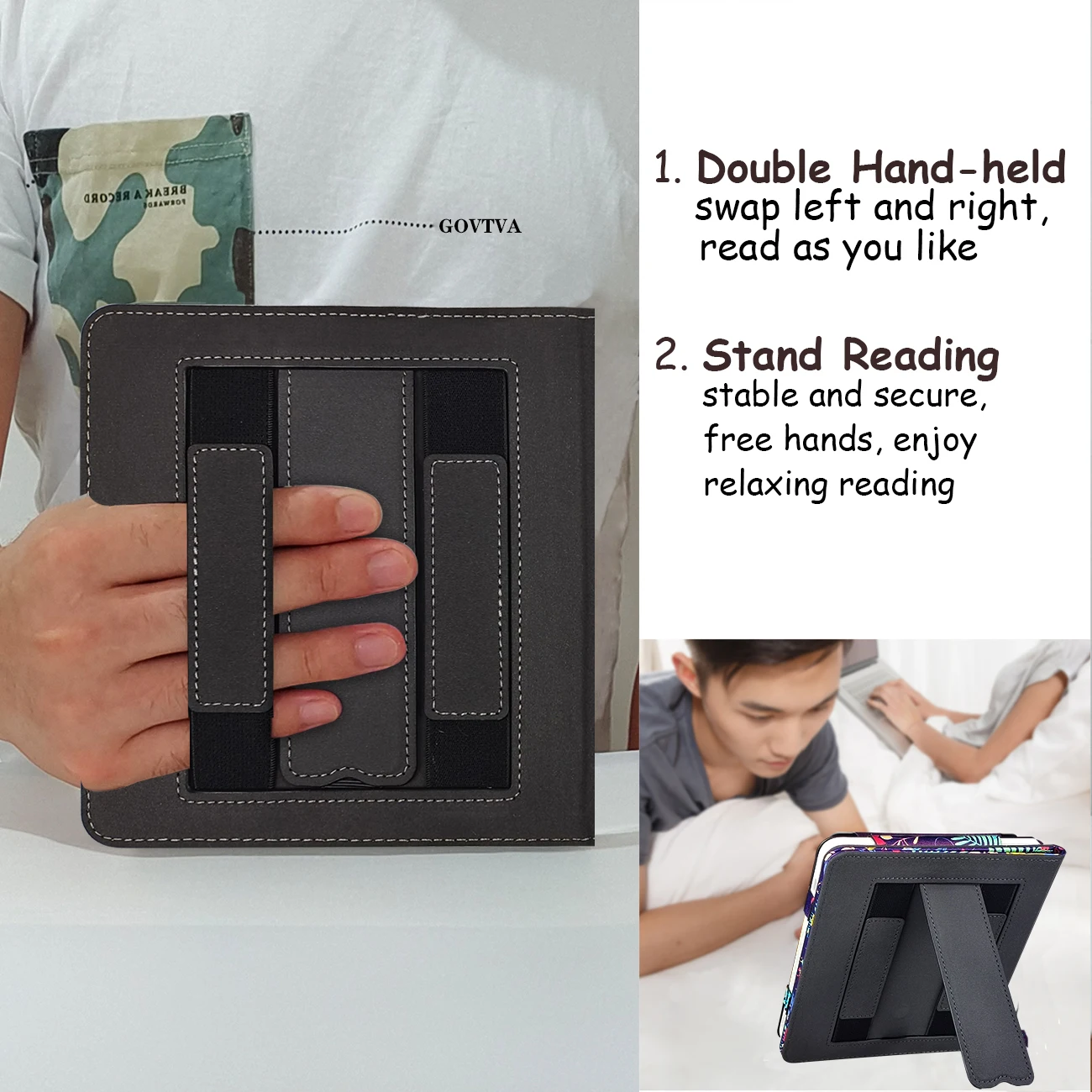 Suporte Case para Kobo Libra Capa de Sono Capa de Couro do Plutônio com Alça de Mão Dupla Sono Automático & Wake para Kobo Libra 2023 Case - Imagem 2