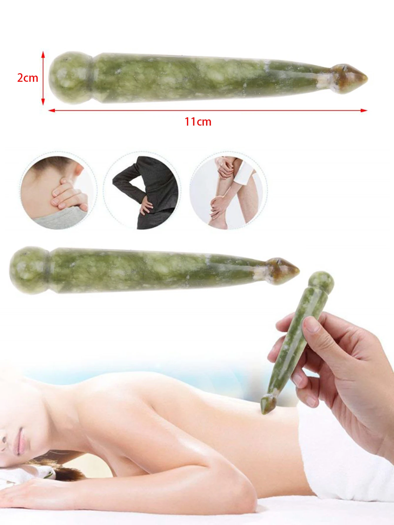Natural Jade Stone Face Eye Massage Stick Jade Gua Sha Beauty Acupuncture Wand Natural Healing Stone Meridian Scraping Acupoint