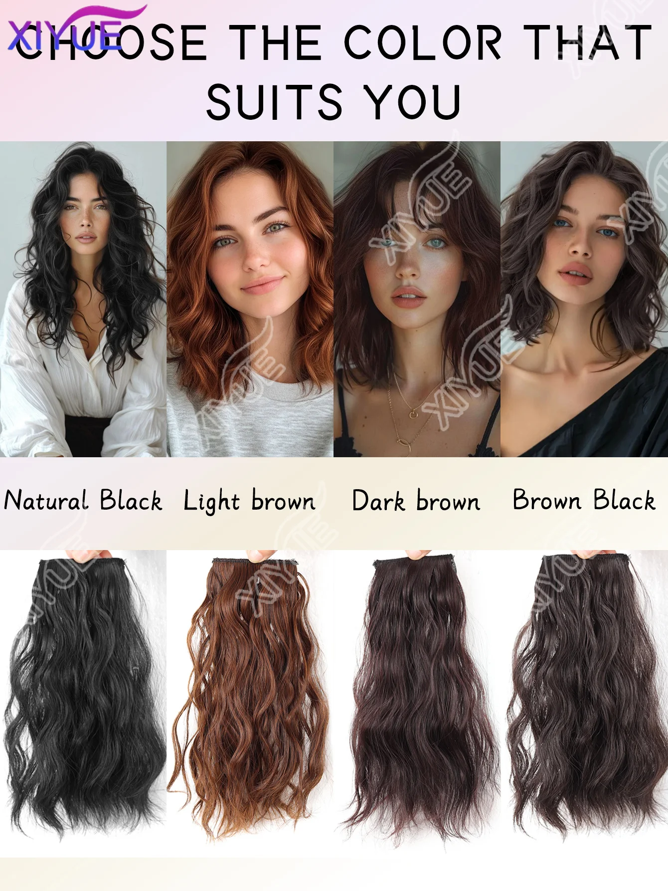 XIYUE Women Water Wave Hair Extensions Clip 14inch Clip In Hair Extensions Natural Invisible Hair Piece Suitable Thinning Hair