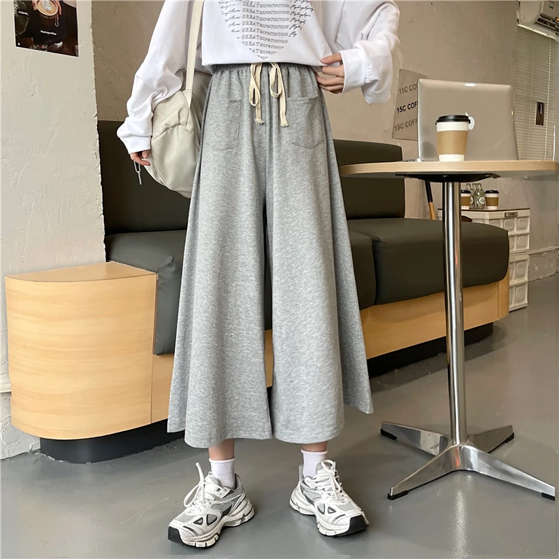 nike sweatpants High Waist Casual Pants Women's Spring and Autumn Thin 2022 New Loose Black Wide Leg Pants Cropped Pants  Sweat Pants Women high waisted jeans