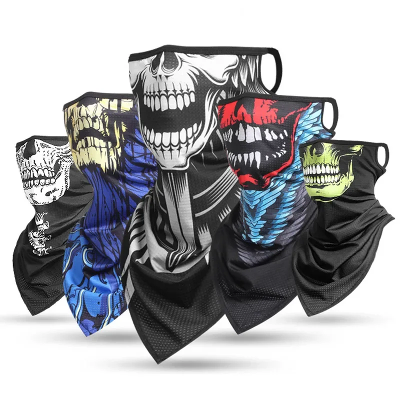 

Уличные маски для верховой езды с черепом, многофункциональная защитная маска для лица с подвесными ушками, шарф для езды на мотоцикле и велосипеде, обогреватель для шеи и трубок