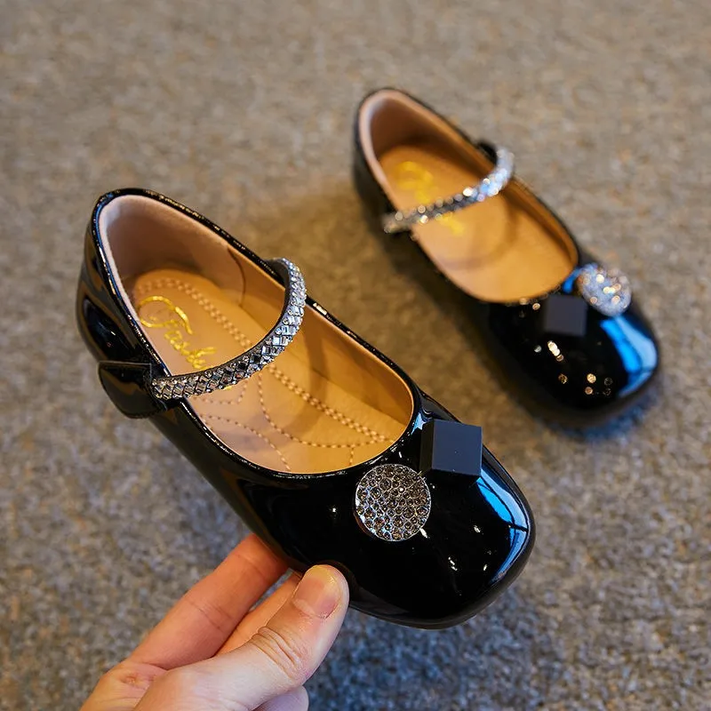 Girls Princess Leather Shoes Spring Autumn PU Children's Flats Versatile Fashion Kid Causal Dress Shoe for Wedding Party