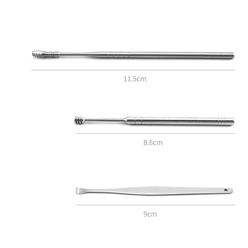 6Pcs/set Ear Wax Pickers Stainless Steel Earpick Wax Remover Curette Ear Pick Cleaner Cleaner Spoon Care Clean Tool