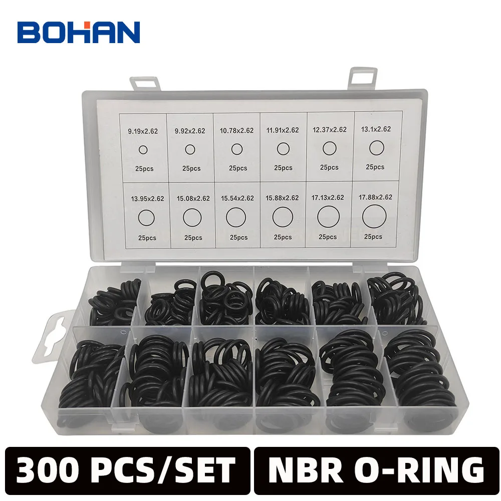300pcs Oring Rubber Gaskets Seal Ring Set Nitrile Rubber High Pressure