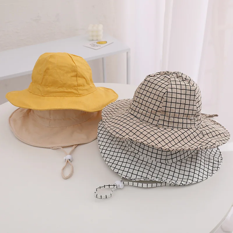 

Summer Baby Bucket Hat Kids Sun Hats Newborn Panama Caps Toddler Baby Girl Boys Caps Cotton Adustable Beach Cap Baby Accessories
