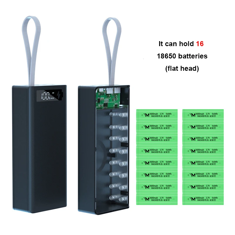 무선 충전 고속 PD QC3.0, 22.5W, 용접 없는 배터리 보관 상자, DIY 파워 뱅크 케이스, 18650 배터리 홀더 상자, 16*18650