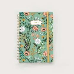 Charming Floral Hardcover Spiral Notebook - 160 Pages, 100 GSM Paper, with Back Pocket Storage - A5 (Style F)