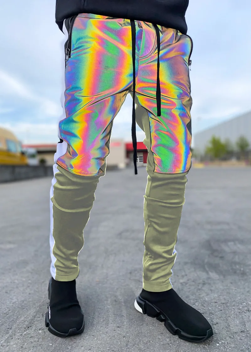 popular discount Hot new color reflective pants casual hip-hop hip-hop hip-hop leggings colorful reflective pants trend fashion