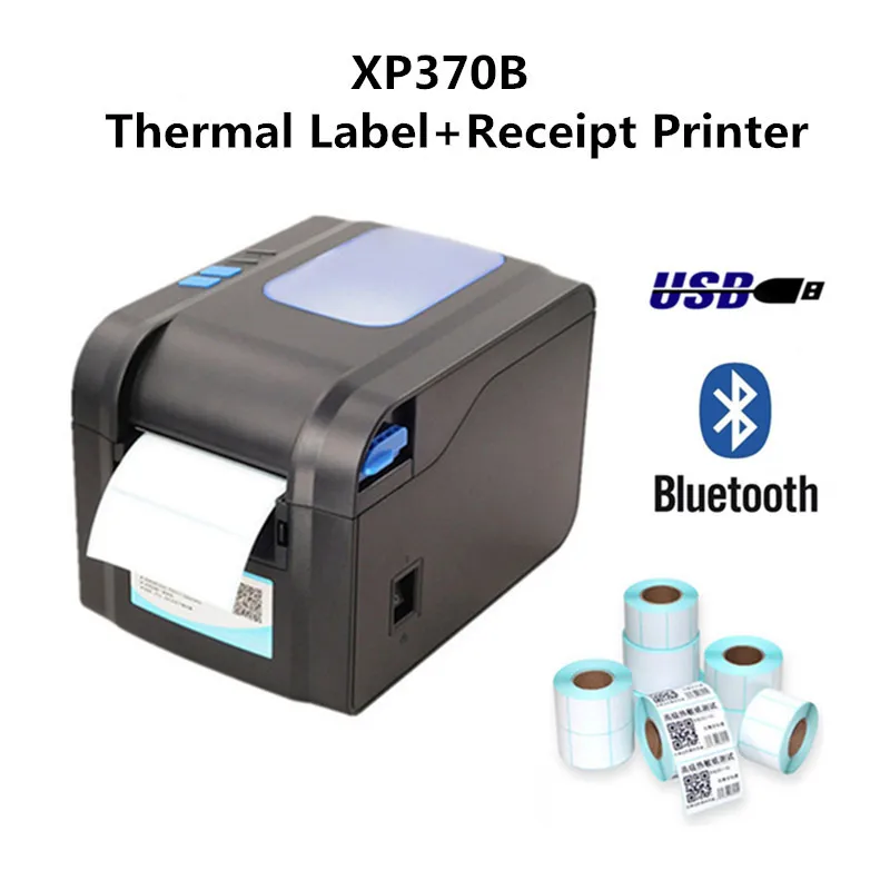 

XP370B Product Barcode QR Code Price Sticker Label 20-80mm Width POS Bill Receipt USB Thermal Printer Automatic Peeling Paper