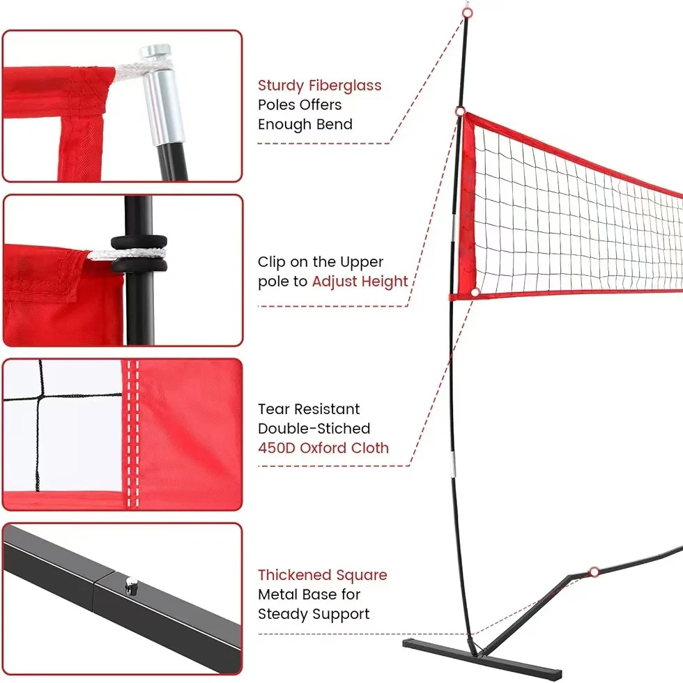 Everfit 8ft Volleyball Net Training Equipment Adjustable Height Portable With Ball And Bag - Red - View #9
