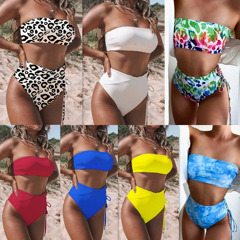 

Fashion Sexy Bikini Textured Swimwear Women High Cut Swimsuit Women Bathing Suits Solid Brazilian Bikinis Set