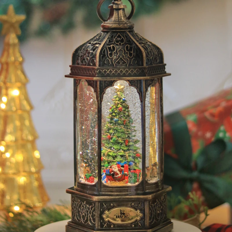 

XK Christmas Gift Charging Bluetooth Rotating Interior Audio Speaker Snowflake Crystal Storm Lantern
