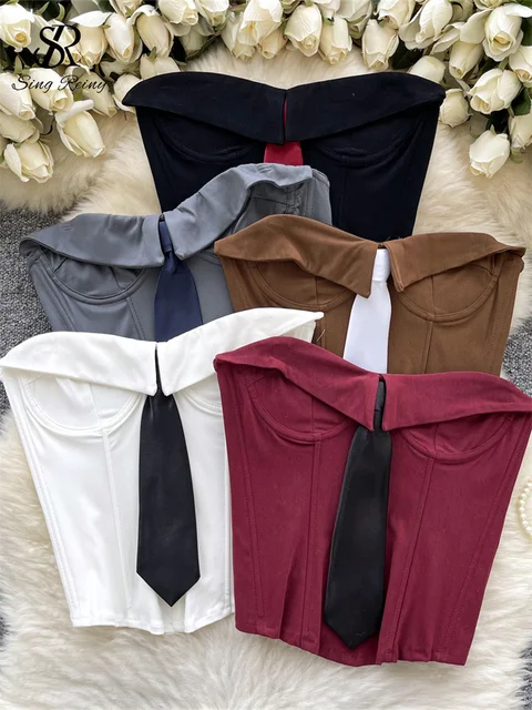 SINGREINY American Style Strapless Sexy Tank Tops Female Tie Bodycon Tank Tops Women Short Sleeveless Streetwear Tank Tops