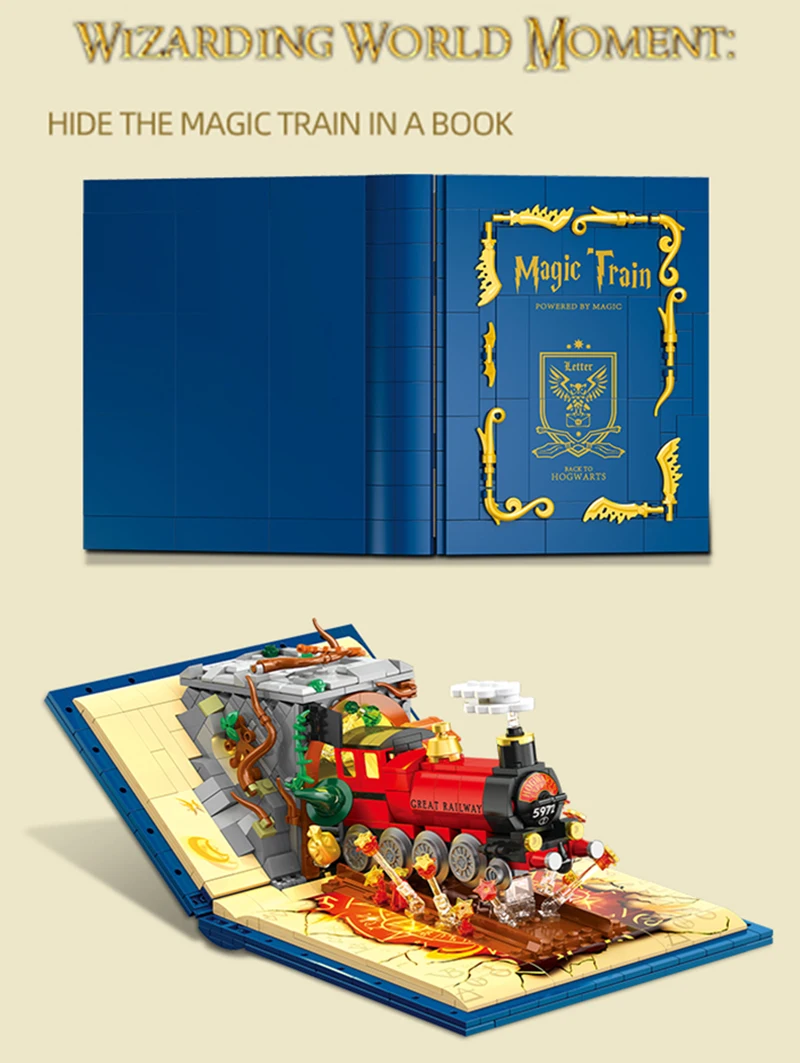 New Classic Movie Harry Potter Magic Train Book MOC Building Blocks Sets DIY Bricks Toys for Kids Children Adult 889pcs 3