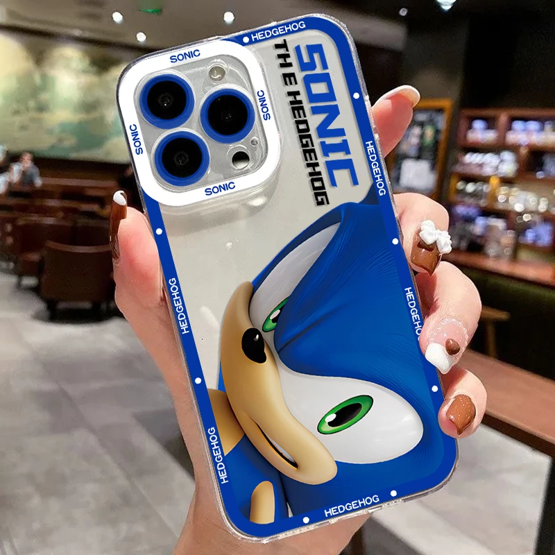 thumbnail image 1 of Funda de teléfono con dibujos animados para iPhone 16, 15, 14, 13, 12, 11, Mini Pro Max, X, XR, XSMax, 7, 8 Plus, SE20, S-Sonics, transparente, 1 of 5
