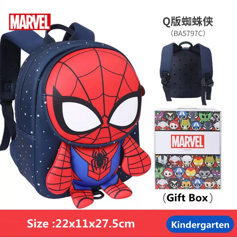 2022 Disney New Kindergarten Bag For Boys Spider Iron Man Captain America Primary School Student Shoulder Orthopedic Backpack