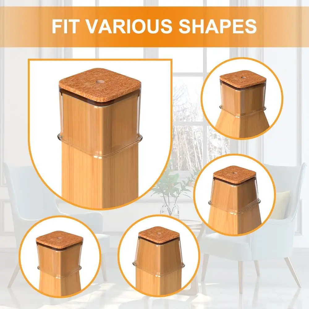 Silicone Chair Leg Floor Protectors with Felt Bottom - Set of 24