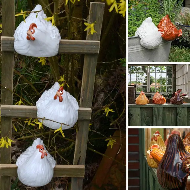 Vicces Csirke Szobrok Mezőgazdasági Művészeti Backyard Kerti Dekoráció Dísz Udvari Húsvéti - Image 5