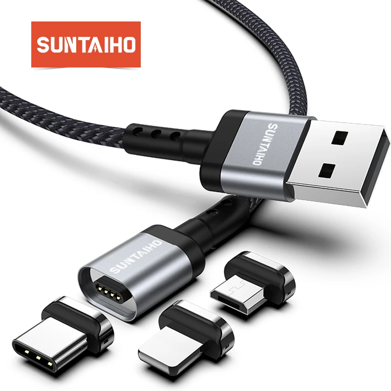 Suntaiho магнитен USB кабел Micro USB Type C кабел 3A кабел за бързо зареждане за iphone 14 Samsung Xiaomi Huawei кабел за мобилен телефон