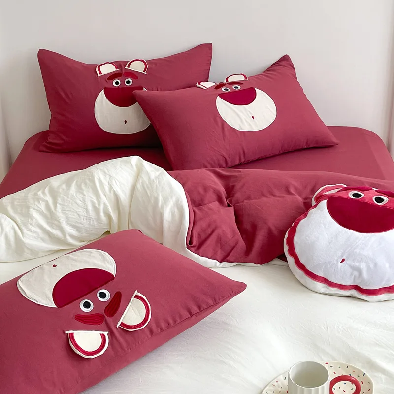 Disney-Juego de ropa de cama de clase A para niños, funda de edredón de  Mickey Lotso, Sábana de cama, funda de almohada, Sábana doble individual