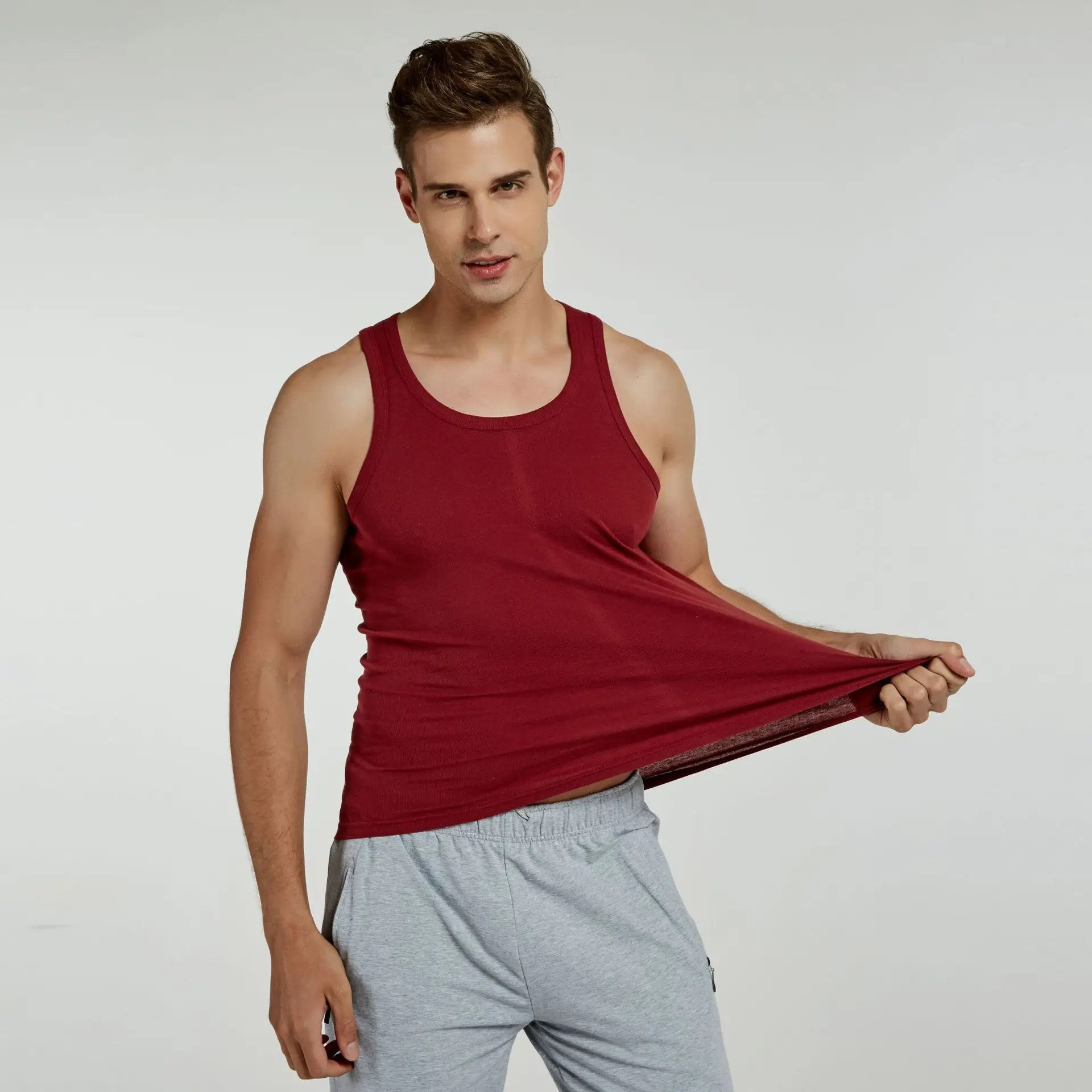 Sports Vest Men's Summer Pure Cotton Tank Top Slim Fit