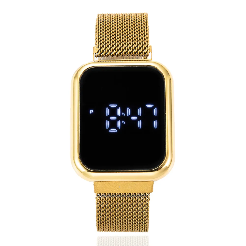 Luxury LED Fashion Watch with Magnetic Mesh Band - Unisex Digital Timepiece