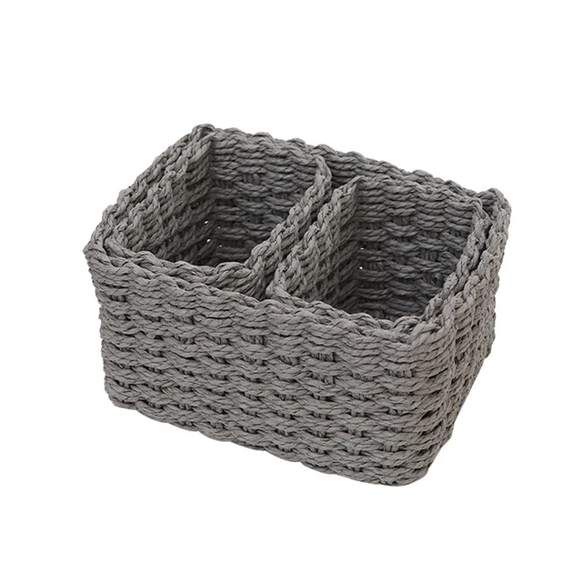 3Pcs Handmade Paper Rope Woven Round Storage Basket Soft Straw Style Bin for Home Office Daily Organizing Decor Supplies 1