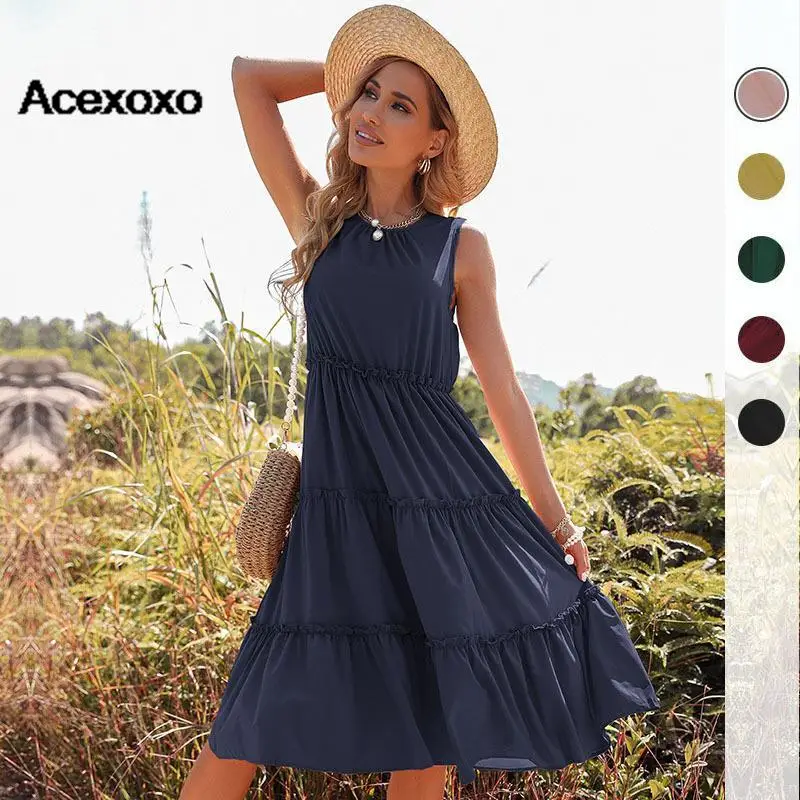 

Новинка 2023, весенне-летнее женское платье без рукавов с юбкой-жилетом, Взрывобезопасное платье в стиле пэчворк с перекрестными краями для международной торговли