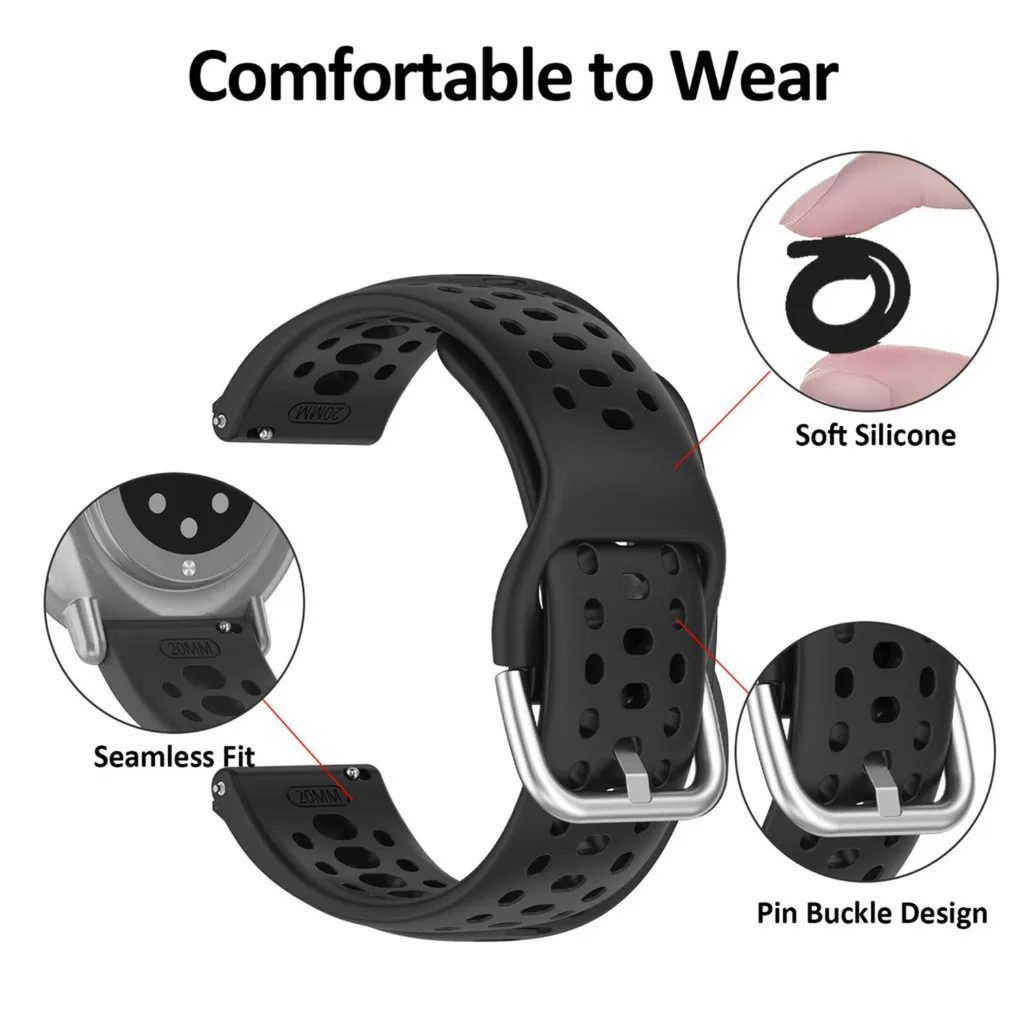 Women's Breathable Sport Silicone Watchband - Soft Replacement Strap