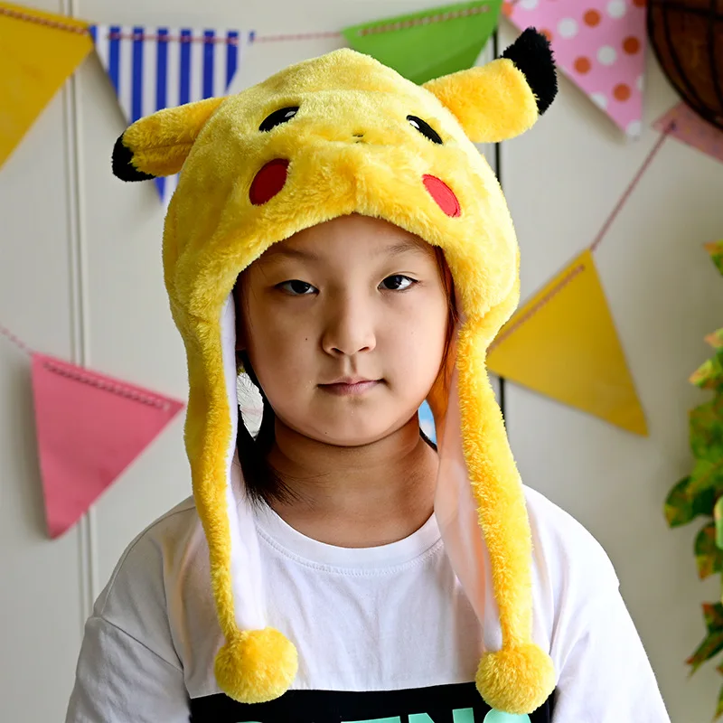 Chapeau en peluche Pokemon Pikachu pour garçons et filles, oreilles  courtes, poupées de dessin animé, casquettes cosplay, jouets Kawaii,  cadeaux de