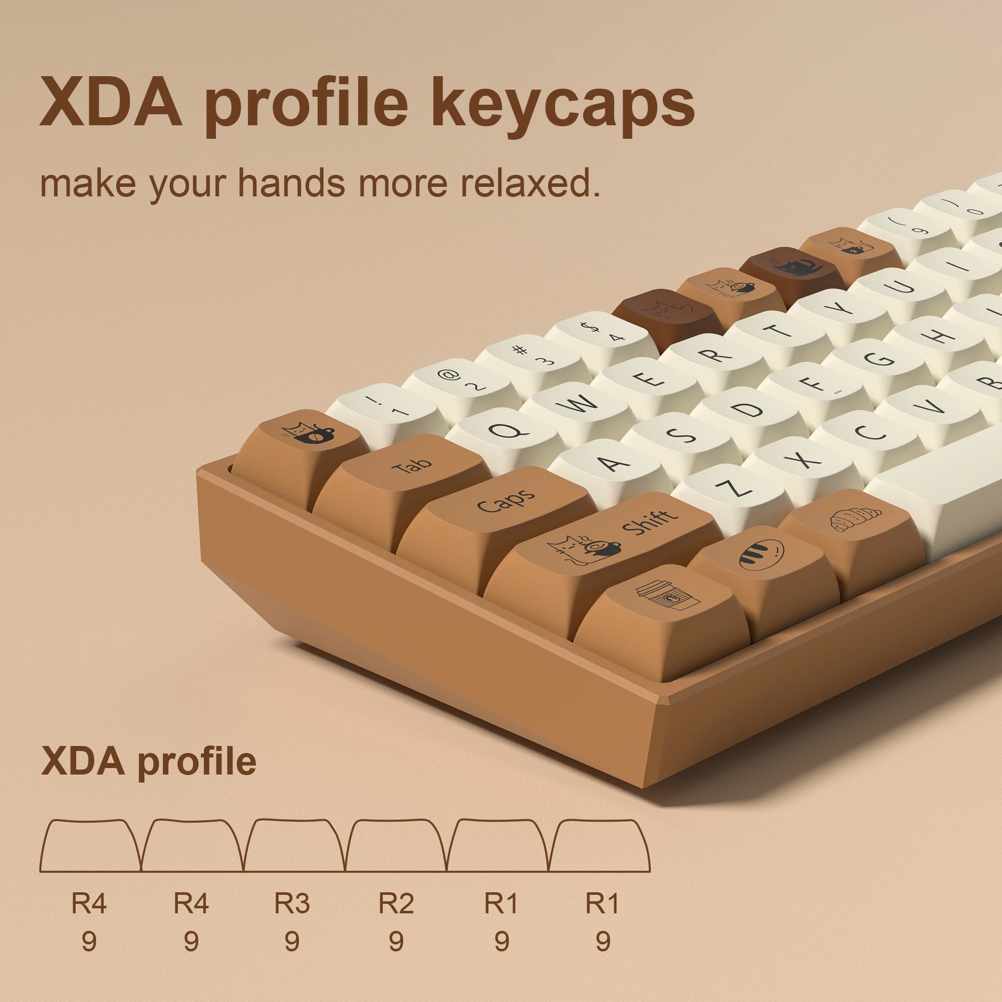 143 keys Coffee Cat  PBT Keycap 5 Sides DYE-SUB XDA Profile Customized Keycaps For Cherry MX Switch Gamer Mechanical Keyboards