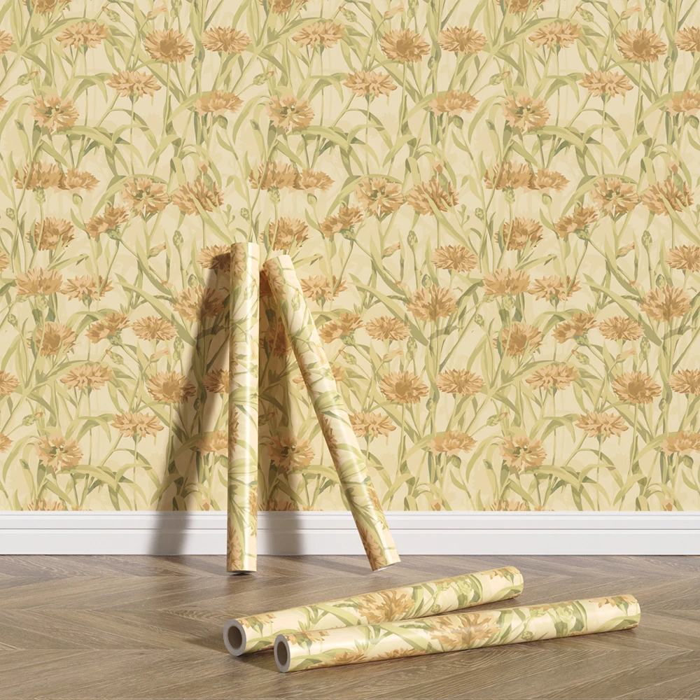 PVC Vinyl Peel And Stick Waterproof Durable Wallpaper Glasshouse Retro Floral Scratch Resistant Removable Adhesive Wallpaper