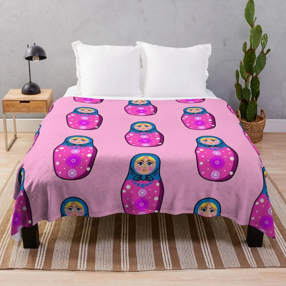 

Pink Babushka Matryoshka Doll Throw Blanket Bed linens Luxury St Heavy Blankets
