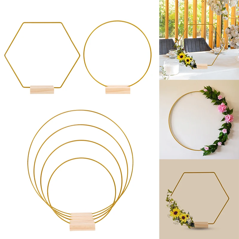 20-35cm Gold Metal Floral Ring Hoop Garland DIY Flower Wreath Prop For Wedding Party Decoration Christmas Garland Navidad