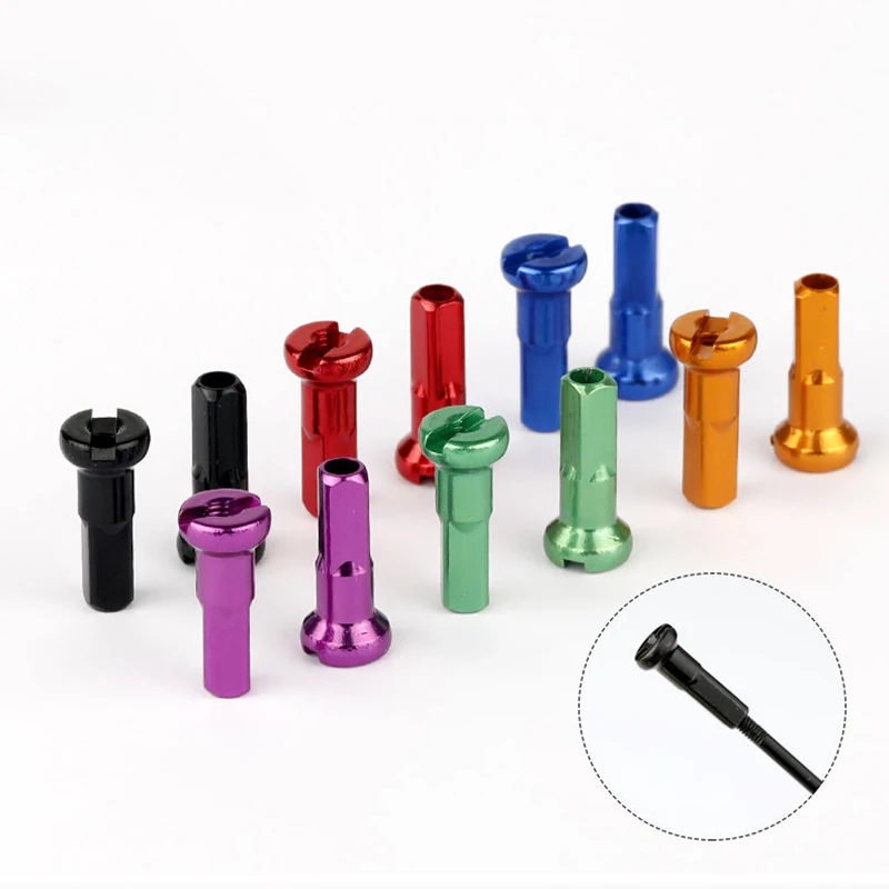 Bike Spokes Nipples 100pcs Bicycle Spoke Nipples 14G 14mm 2mm Dia MTB Road Bicycle Wheel Caps Colorful Bike Nipple Spoke Protector