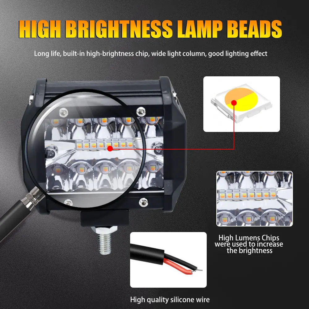 LED Mile Headlight Bar Running Off Road Boat Work Light Switch Wire Harness Driv
