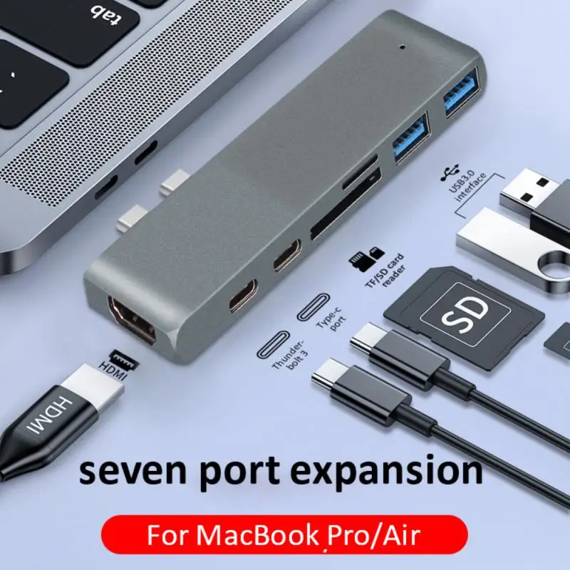 

In 1 Aluminum USB C Hub USB Type C Hub Adapter Dongle Compatible For MacBook 13" 15" 2016 2017 Thunderbolt 3 USB-C Data