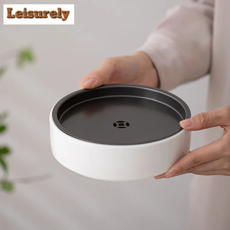 Sheep Fat Jade Porcelain Pot Bearing Holder Boutique Water Storage Dry Brew Table Tea Tray Pot Base Chinese Kung Fu Teaset Craft