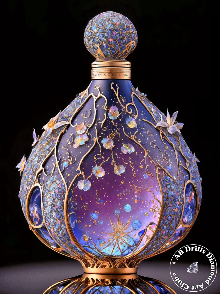 thumbnail image 1 of Botella de perfume de flores de lujo 5D DIY AB pintura de diamante taladro completo bordado moda punto de cruz Rhinestone decoración del hogar regalo, 1 of 5