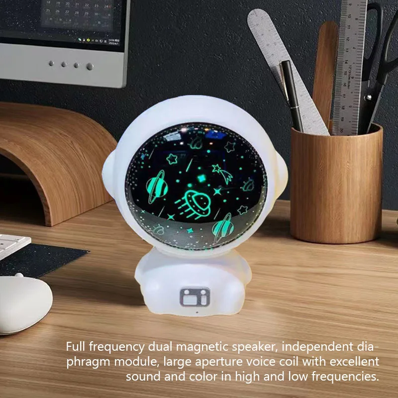 Cartoon Astronaut Bluetooth 5.0 Speaker Subwoofer Outdoor Portable Soundbox Home Desktop Mini Stereo Children Gifts