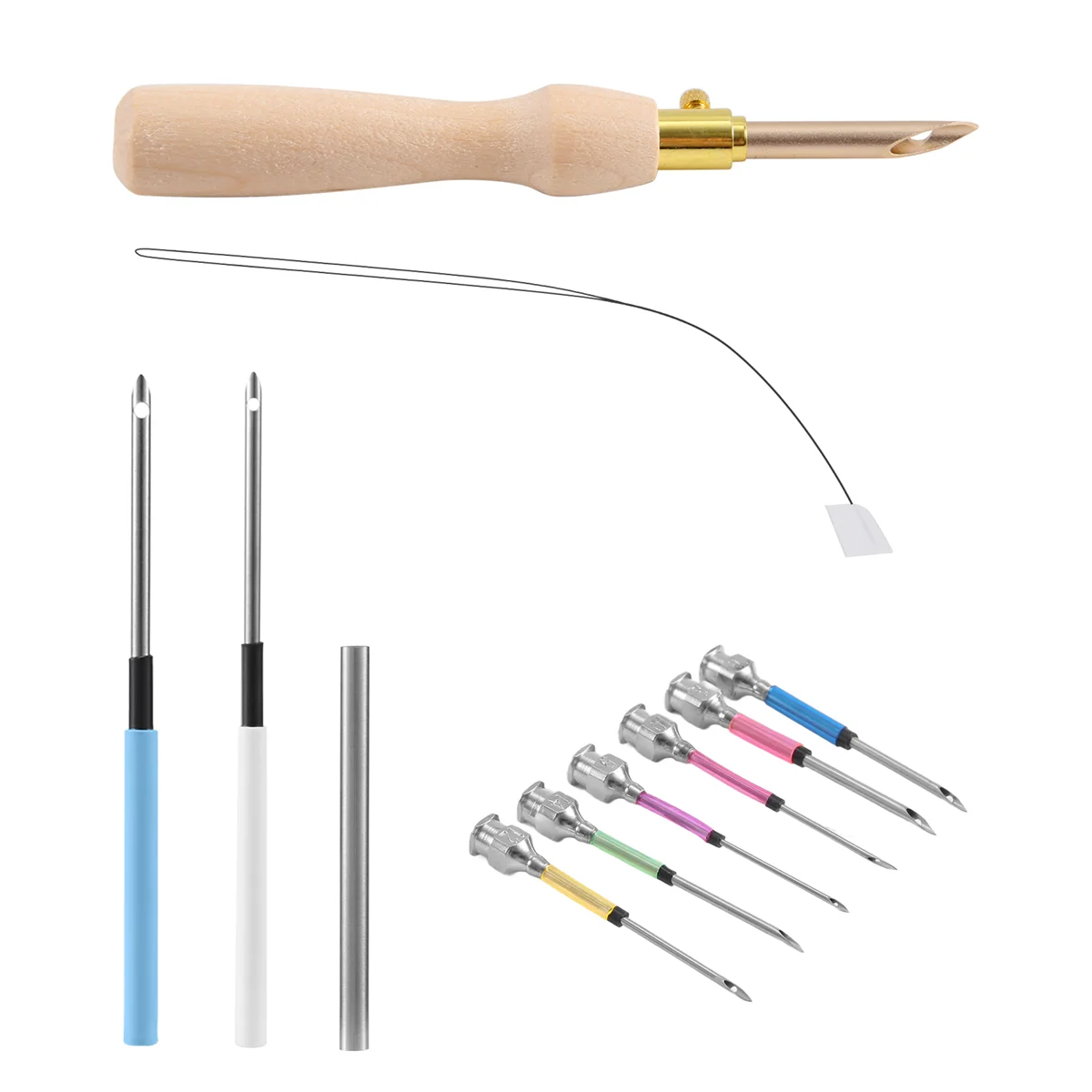 

11Pcs Punch Needle Tool Kit Embroidery Stitching Punch Needle & Needle Threader Embroidery Poking Tools