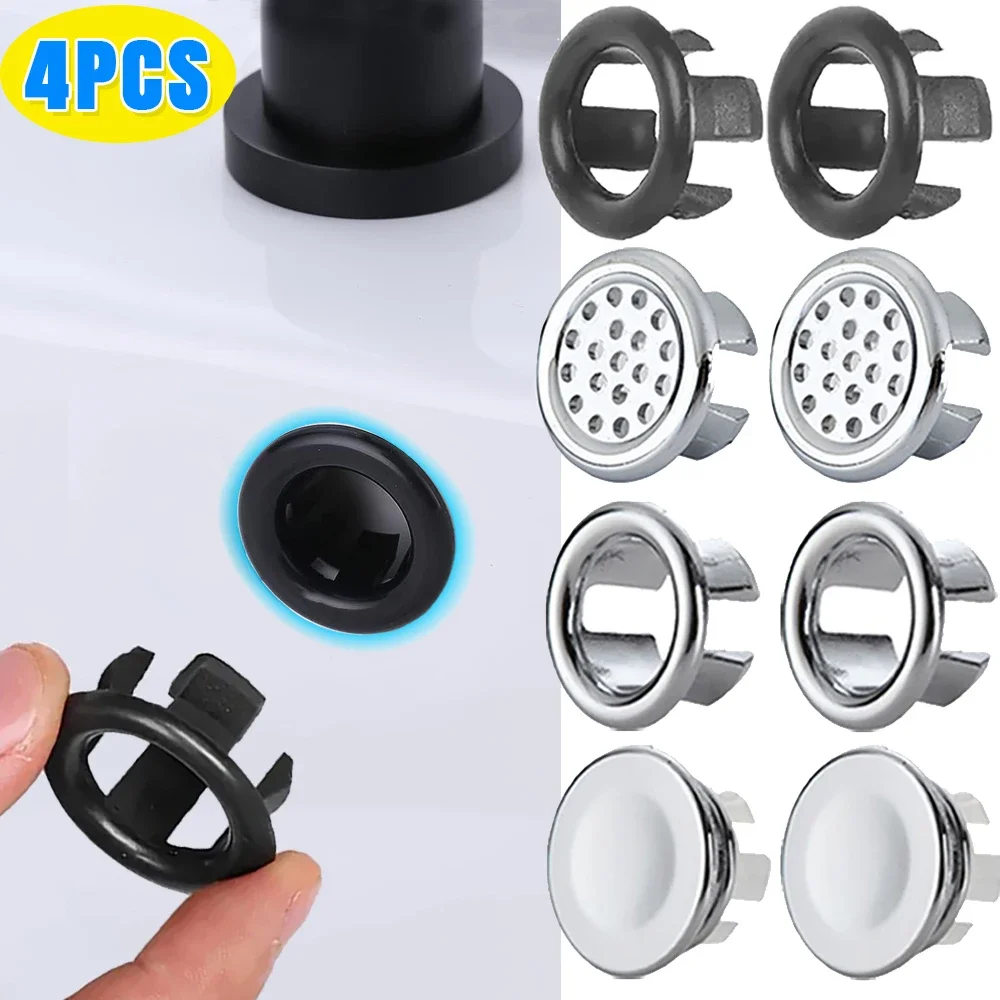 thumbnail image 2 of Uxcell Sink Basin Trim Overflow Cover Insert In Hole Round Caps Silver 2 of 13
