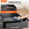 VEVOR Beauty Salon Storage Trolley Cart, Glass Top Hair Salon Station Cabinet for Stylist with Drawer & Dryer Holder 2