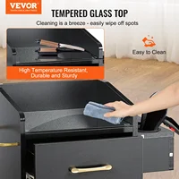 VEVOR Beauty Salon Storage Trolley Cart, Glass Top Hair Salon Station Cabinet for Stylist with Drawer & Dryer Holder 2